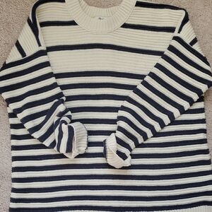 Madewell Greensboro Button-Back Sweater Navy And Cream XS